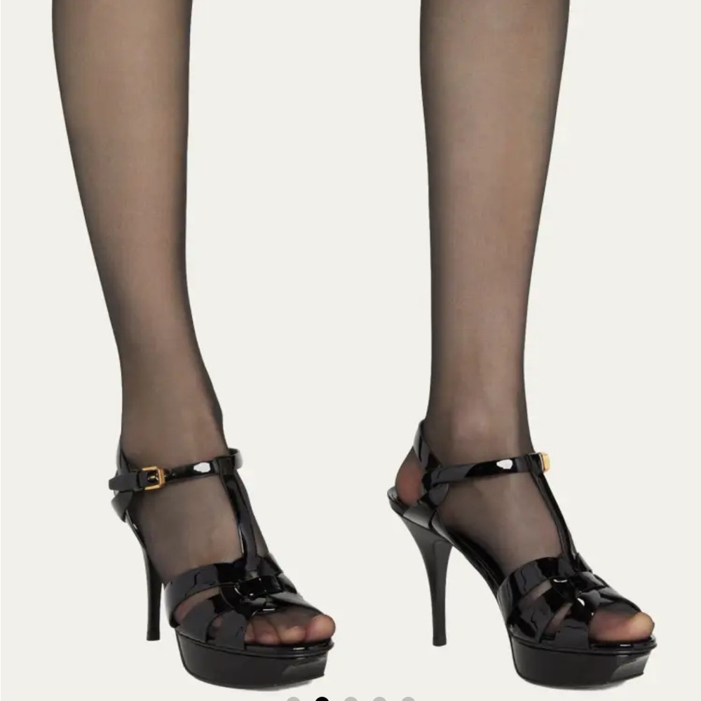 SAINT LAURENT TRIBUTE PATENT SANDALS